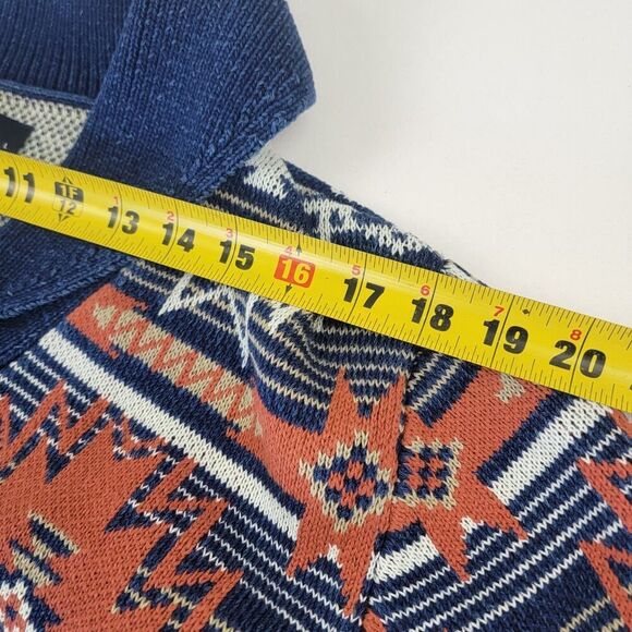 Lucky Brand Southwestern Print Shawl Cardigan Aztec Tribal Mens L Chunky Heavy - Picture 9 of 14